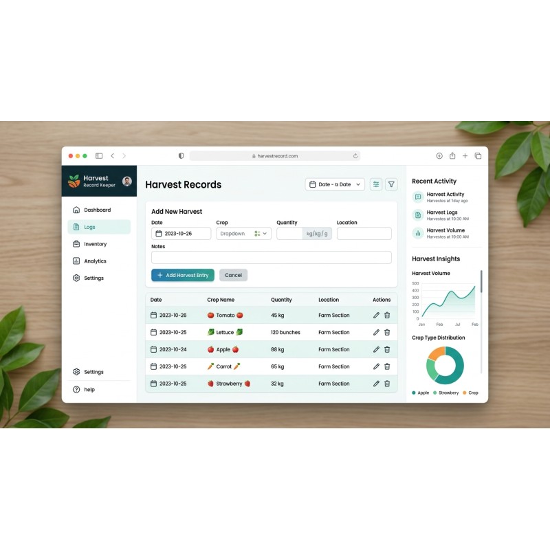 Harvest Record Keeper | Offline Logbook | Agora Apps
