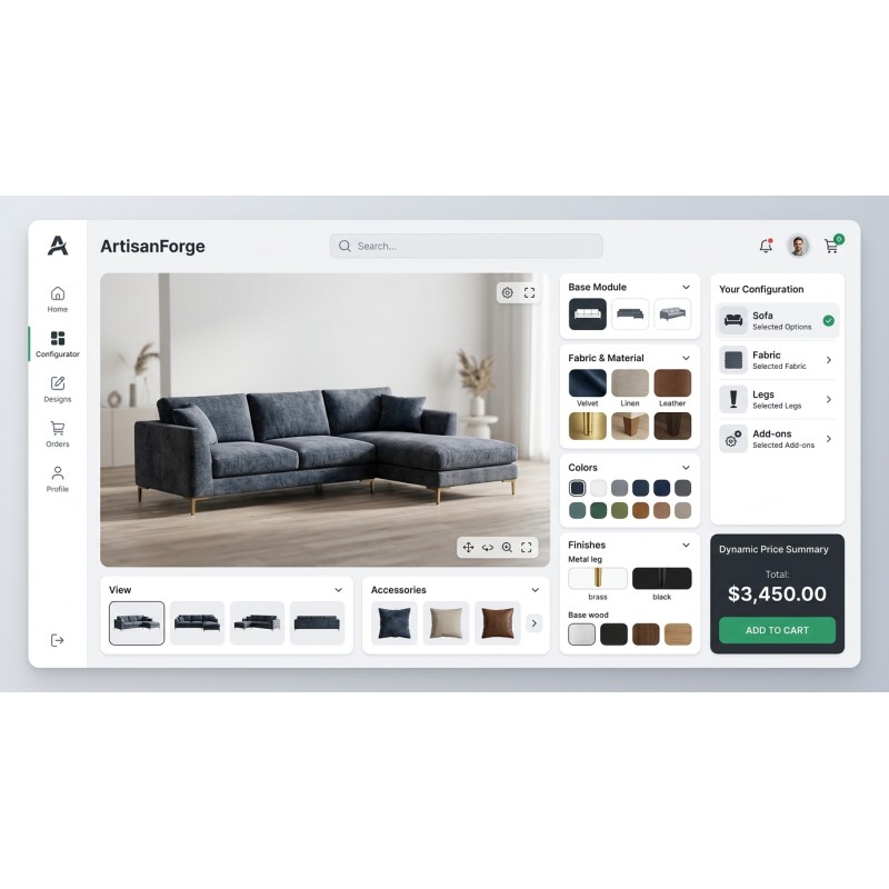 ArtisanForge Configurator | Design 3D e Personalização