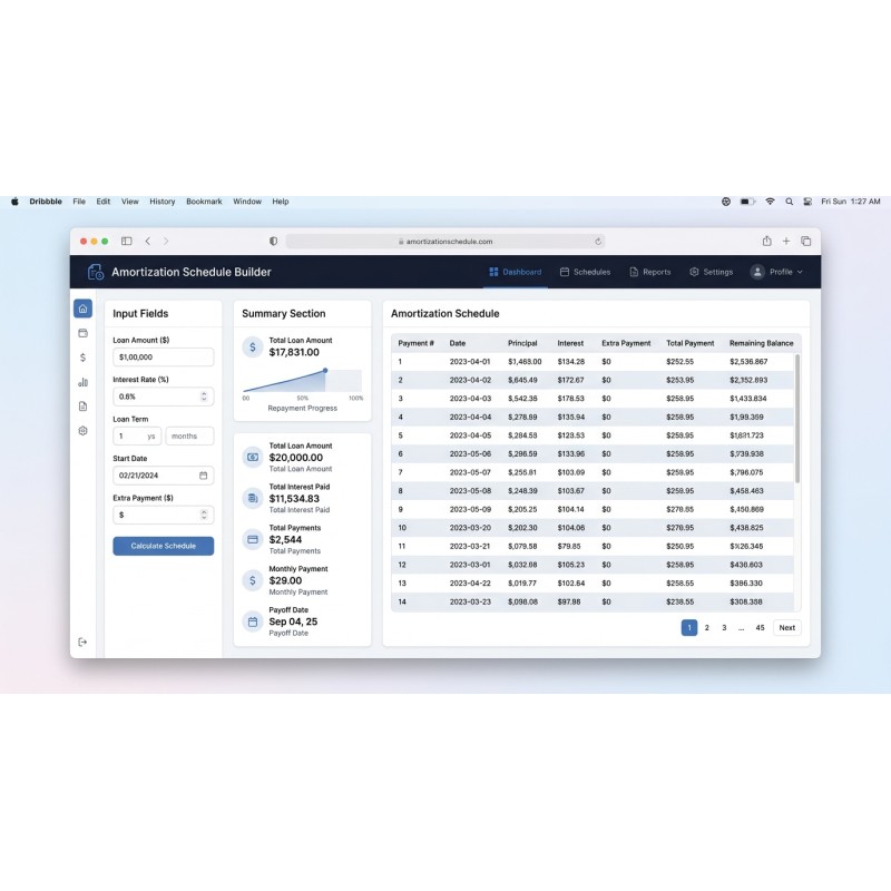 Amortization Schedule Builder | Calculadora de Empréstimos |