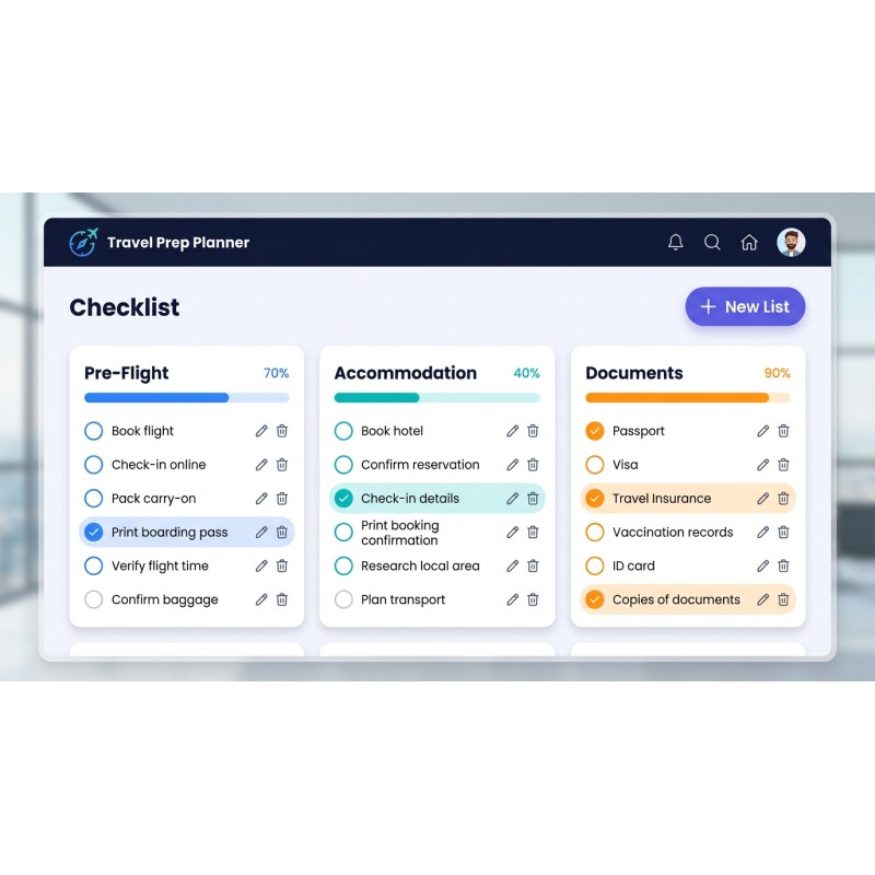 Travel Prep Planner | Offline Trip Checklist | Agora Apps