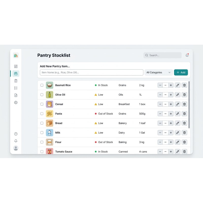 Pantry Stocklist | Offline Kitchen Inventory | Agora Apps