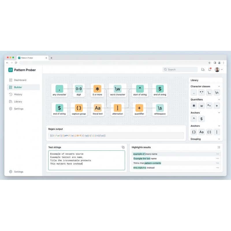 Pattern Prober - Interactive Regex Builder | Agora Apps