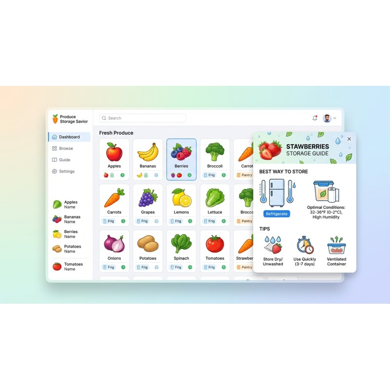 Produce Storage Savior - Offline Freshness Tips | Agora Apps